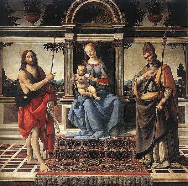 Andrea del Verrocchio Madonna with Sts John the Baptist and Donatus Cathedral of Pistoia